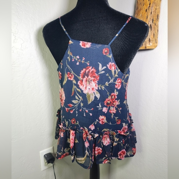 Patrons of Peace Boho Festival Navy Floral Tank Top Size Small - Picture 5 of 9